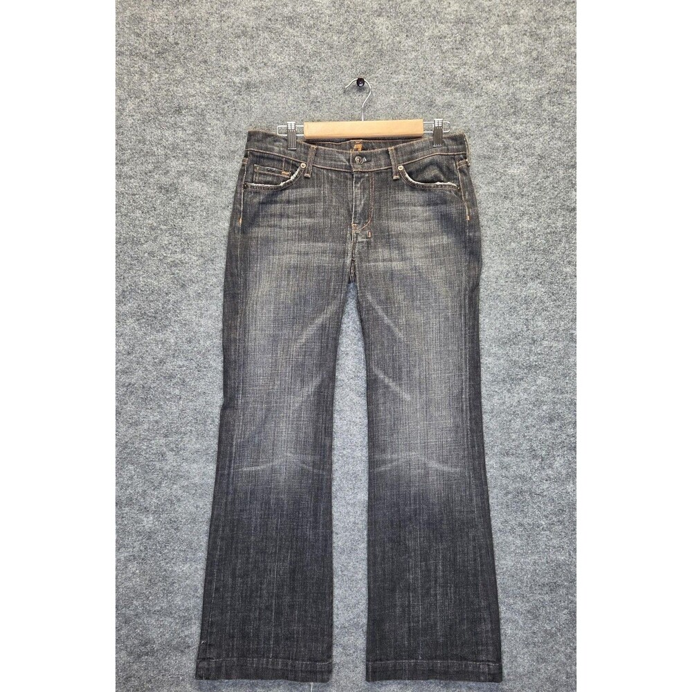 7 For All Mankind Dojo Flare 31 Dark Wash Gold Brown Stitch Y2K Vintage USA